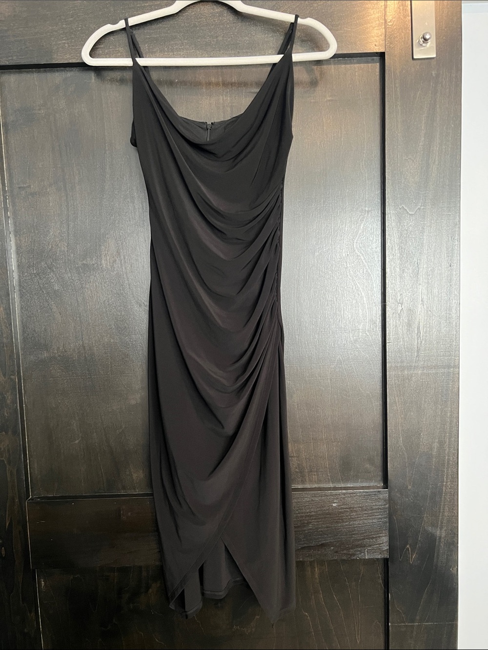 Laundry By Shelli Segal Black Draped Midi Slip Dress